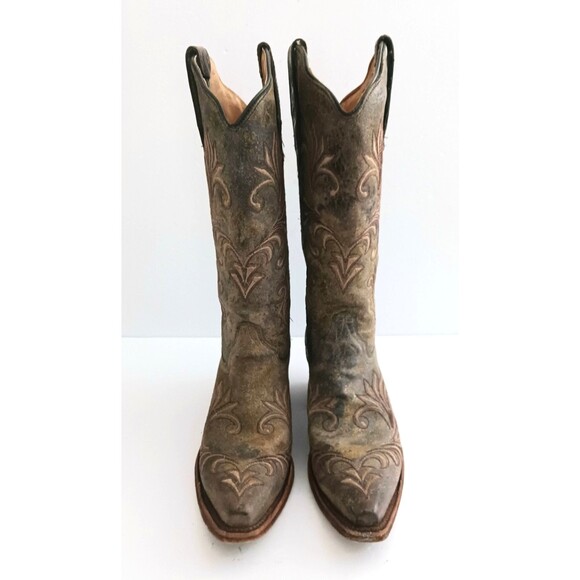 Corral Circle G Embroidered Western Boot Brown Crackle Distressed Leather 6.5M - Picture 2 of 11